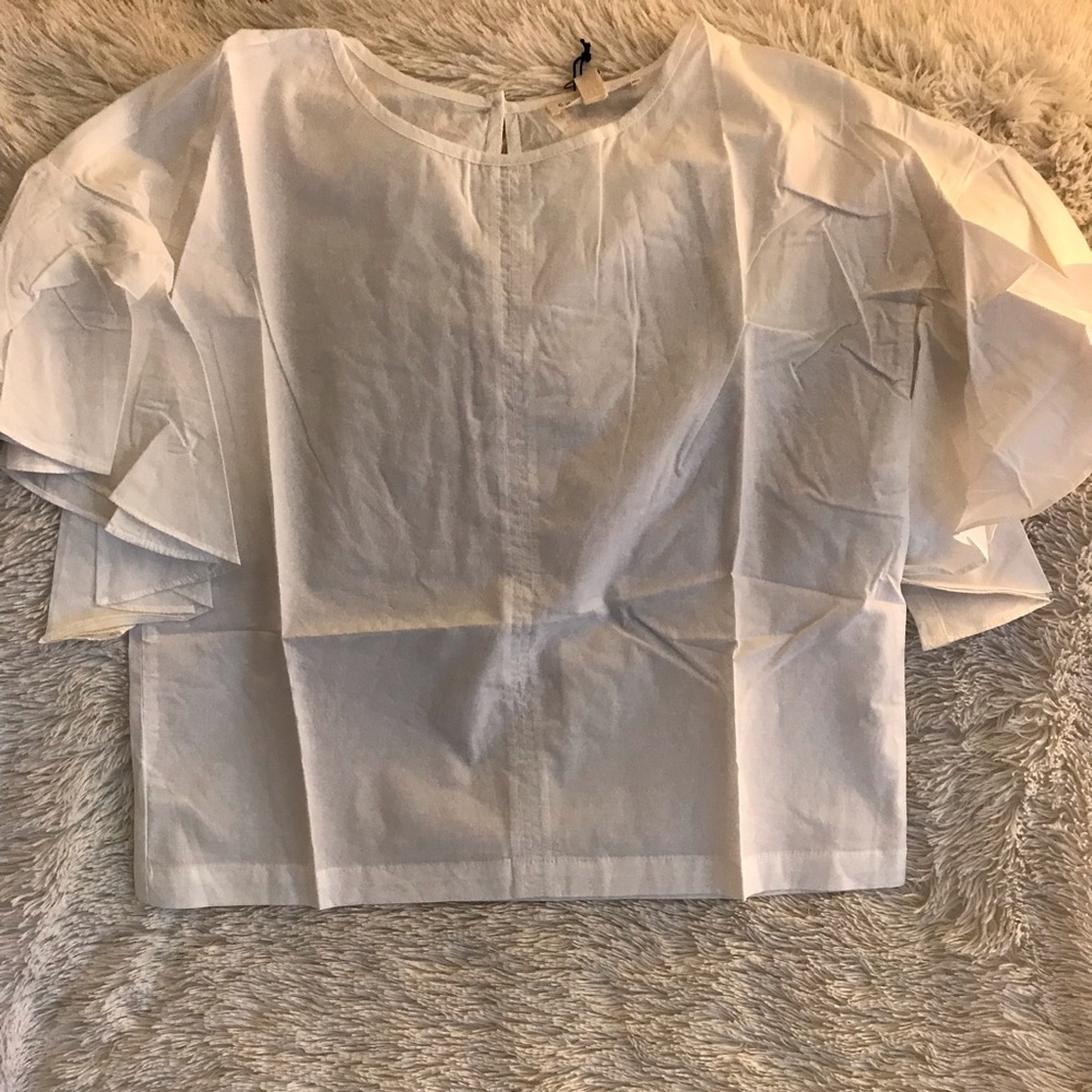 White Draped Sleeves Blouse